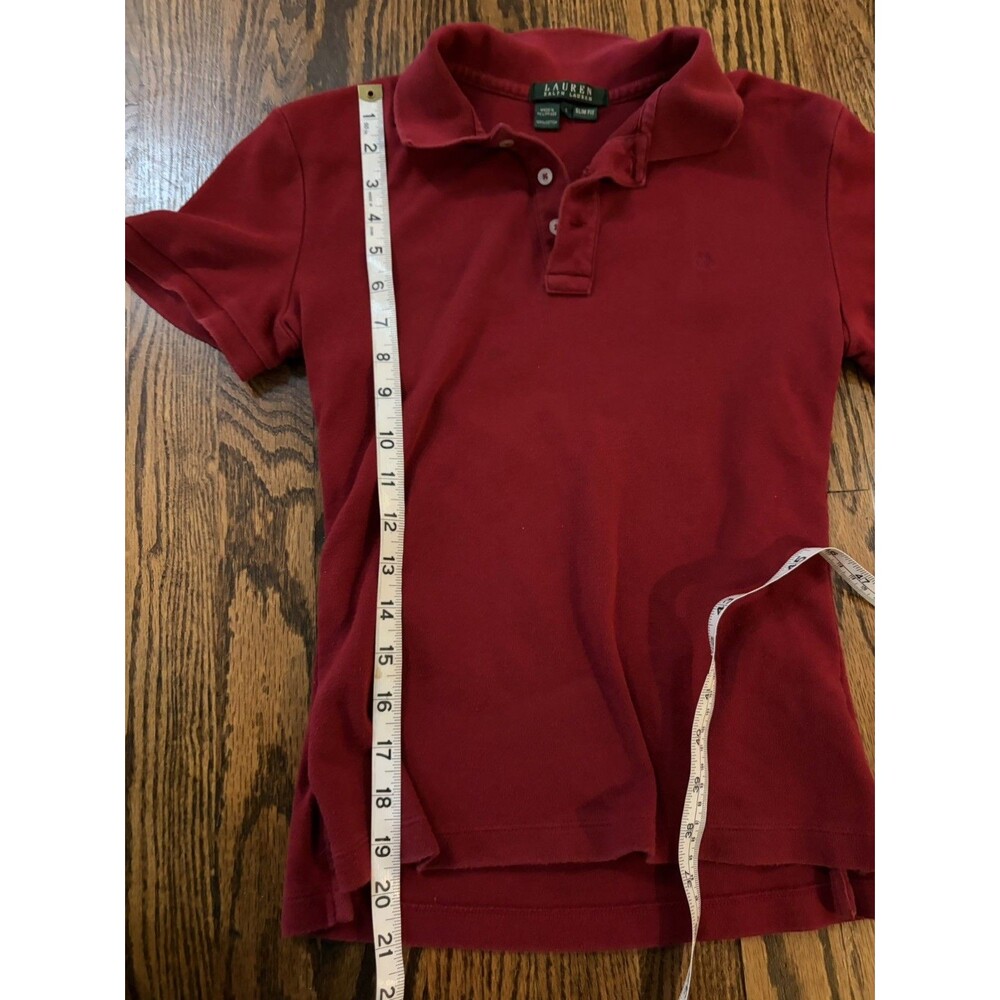 Lauren Ralph Lauren Slim Fit 100% Cotton Red Polo Shirt Size Small Womens Preppy - Picture 5 of 5